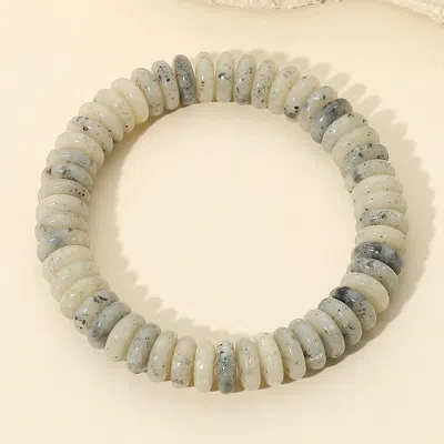Fashnzfab Marbled Flat Disc Beaded Stretch Bracelet Gold, Gray In Multi