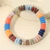 Fashnzfab Marbled Flat Disc Beaded Stretch Bracelet Gold, Multi In Multi