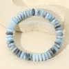 Fashnzfab Marbled Flat Disc Beaded Stretch Bracelet Gold, Navy In Multi