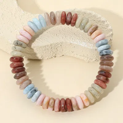 Fashnzfab Marbled Flat Disc Beaded Stretch Bracelet In Multi