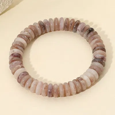 Fashnzfab Marbled Flat Disc Beaded Stretch Bracelet In Silver