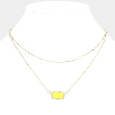 Fashnzfab Marbled Hexagon Pendant Double Layered Necklace In Gold