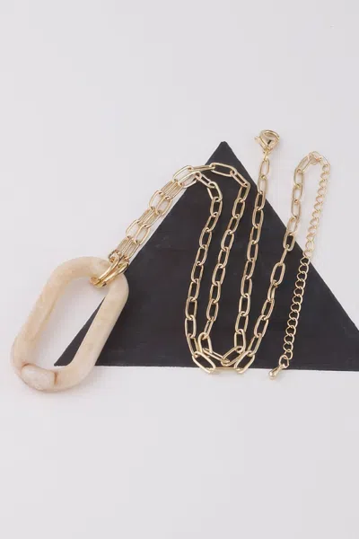 Fashnzfab Marbled Oval Pendant Necklace In Multi