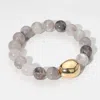 Fashnzfab Marbled Resin Ball Beaded Stretch Bracelet Gray In Gray