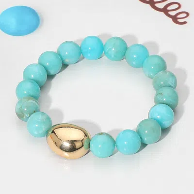 Fashnzfab Marbled Resin Ball Beaded Stretch Bracelet Turquoise In Blue