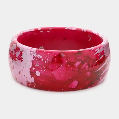 Fashnzfab Marbled Resin Bangle Bracelet Fuchsia In Pink