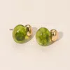 Fashnzfab Marbled Resin Drop Dual Bead Earrings In Green