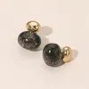 Fashnzfab Marbled Resin Drop Dual Bead Earrings In Multi
