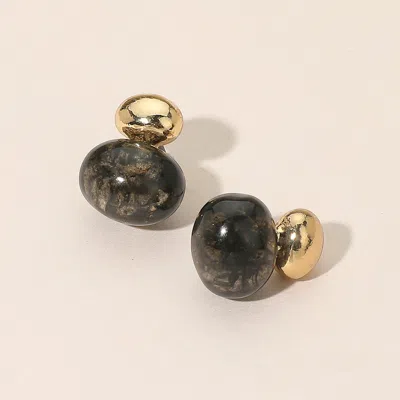 Fashnzfab Marbled Resin Drop Dual Bead Earrings In Multi