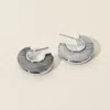 Fashnzfab Marbled Resin Flat Hoop Earrings In Gray