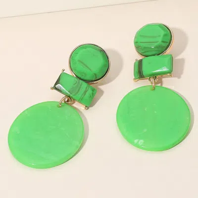 Fashnzfab Marbled Resin Geometric Disd Drop Statement Earrings In Green