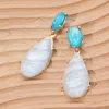 Fashnzfab Marbled Resin Long Teardrop Dangle Earrings In Blue