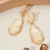 Fashnzfab Marbled Resin Long Teardrop Dangle Earrings In Gold