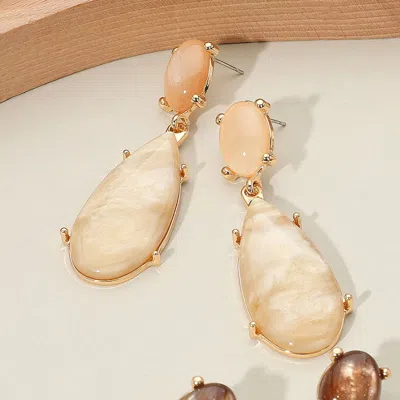 Fashnzfab Marbled Resin Long Teardrop Dangle Earrings In Gold