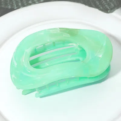 Fashnzfab Marbled Resin Oval Hair Claw Clip In Green