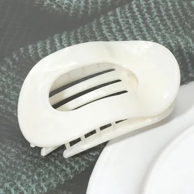 Fashnzfab Marbled Resin Oval Hair Claw Clip In White