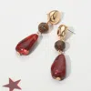 Fashnzfab Marbled Resin Pebble Drop Earrings In Gold