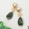 Fashnzfab Marbled Resin Pebble Drop Earrings In Gold