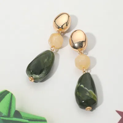 Fashnzfab Marbled Resin Pebble Drop Earrings In Gold