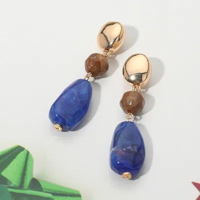 Fashnzfab Marbled Resin Pebble Drop Earrings In Multi