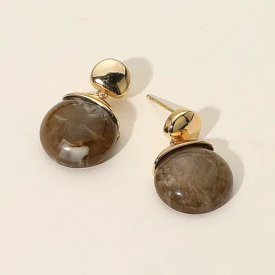 Fashnzfab Marbled Resin Round Pebble Dangle Earrings In Black