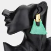 Fashnzfab Marbled Resin Triangle Door Knocker Earrings - Green In Green