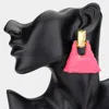 Fashnzfab Marbled Resin Triangle Door Knocker Earrings - Pink In Pink