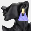 Fashnzfab Marbled Resin Triangle Door Knocker Earrings In Purple