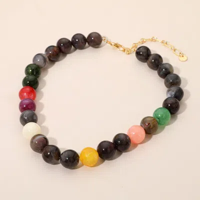 Fashnzfab Marbled Round Beaded Necklace In Multi