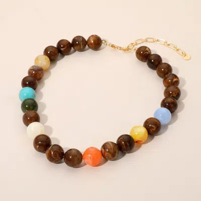 Fashnzfab Marbled Round Beaded Necklace In Multi