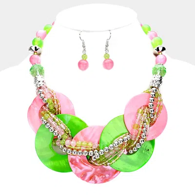 Fashnzfab Marbled Round Link Necklace In Multi