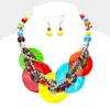 Fashnzfab Marbled Round Link Necklace In Multi