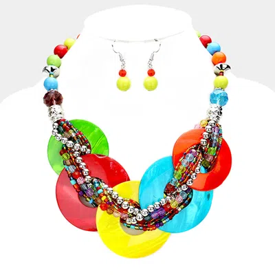 Fashnzfab Marbled Round Link Necklace In Multi