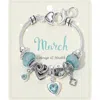 Fashnzfab March - Birthstone Heart Charm Multi Beaded Bracelet In Brown