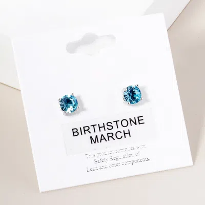 Fashnzfab March - Birthstone Stud Earrings In Blue