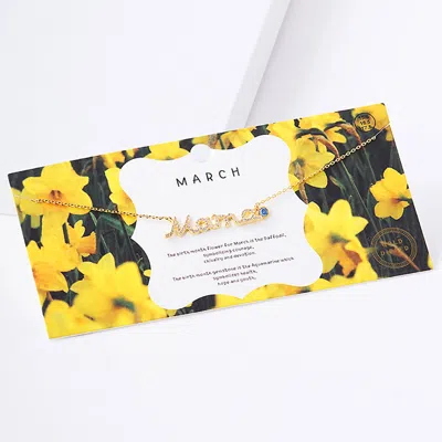Fashnzfab March Birthstone Mama Message Pendant Necklace In Gold