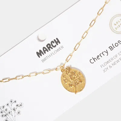 Fashnzfab March Gold Dipped Birth Flower Pendant Necklace In Orange