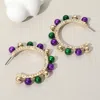 Fashnzfab Mardi Gras Ball Around Hoop Earrings In Gold