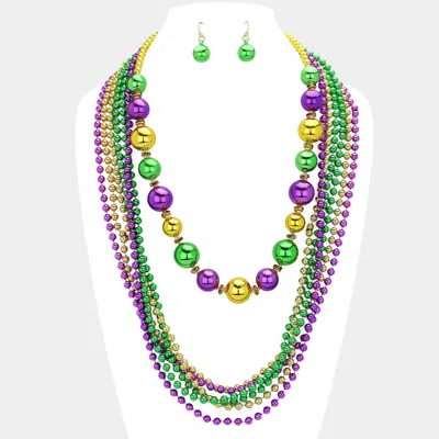 Fashnzfab Mardi Gras Ball Beaded Layered Necklace In Multi