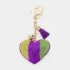 Fashnzfab Mardi Gras Bling Heart Tassel Keychain In Multi