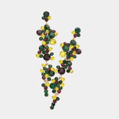 Fashnzfab Mardi Gras Bubble Stone Cluster Dangle Evening Earrings In Green