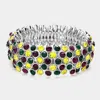 Fashnzfab Mardi Gras Bubble Stone Stretch Evening Bracelet Multi, Purple In Multi