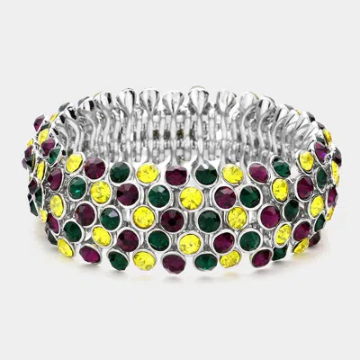 Fashnzfab Mardi Gras Bubble Stone Stretch Evening Bracelet Multi, Purple