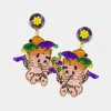 Fashnzfab Mardi Gras Felt Back Sequin Angel Dangle Earrings - Multi In Gold
