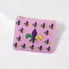 Fashnzfab Mardi Gras Fleur De Lis Pattern Printed Mini Pouch Bag In Multi