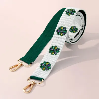 Fashnzfab Mardi Gras King Cake Stone Seed Beaded Bag Strap In Multi