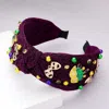 Fashnzfab Mardi Gras Mask Crown Sparkle Knot Headband In Multi
