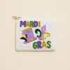 Fashnzfab Mardi Gras Message Fleur De Lis Hat Stone Seed Beaded Mini Pouch Bag In Multi