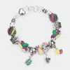 Fashnzfab Mardi Gras Multi Bead Bracelet Antique Silver In Multi