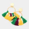 Fashnzfab Mardi Gras Open Metal Circle Tassel Fringe Dangle Earrings In Multi